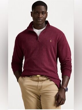 Ralph Lauren Maroon Quarter-Zip Polo Sweater-XL-Offers Considered.